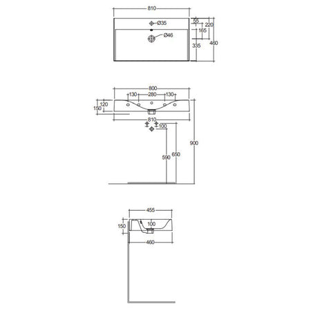 RAK Ceramics Des Wall Hung Basin (4 sizes, 2 styles, Alpine White) - Brand New Bathrooms