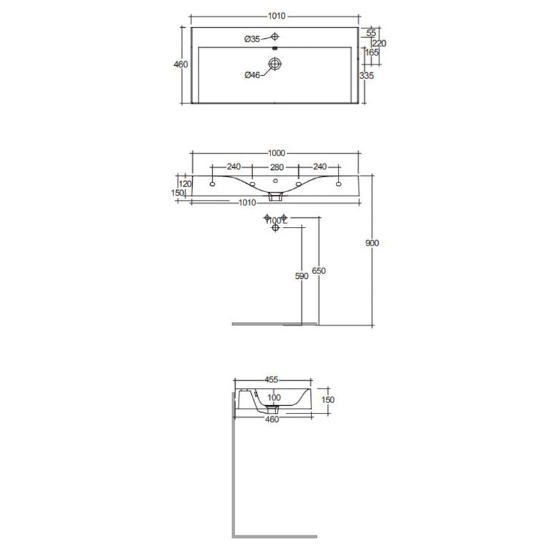 RAK Ceramics Des Wall Hung Basin (4 sizes, 2 styles, Alpine White) - Brand New Bathrooms
