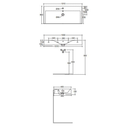 RAK Ceramics Des Wall Hung Basin (4 sizes, 2 styles, Alpine White) - Brand New Bathrooms