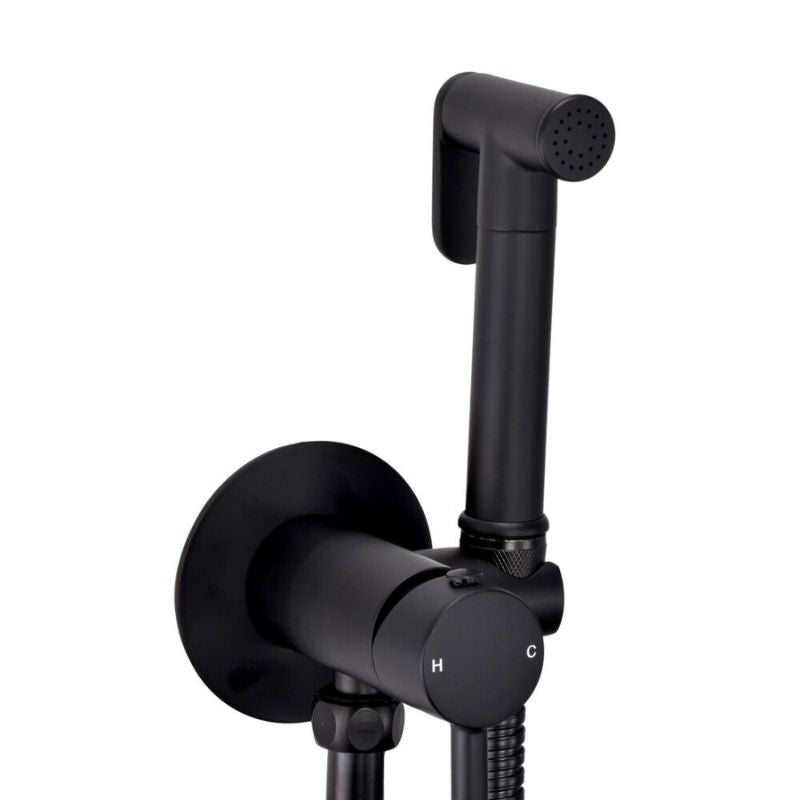 Scudo Douche Handset With Flexi, Holder and Outlet Elbow (3 Colours) - Brand New Bathrooms