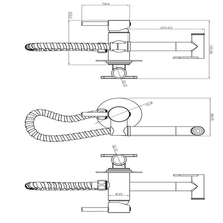 Scudo Integrated Douche Handset with Flexi, Holder and Outlet Elbow (5 colours) - Brand New Bathrooms