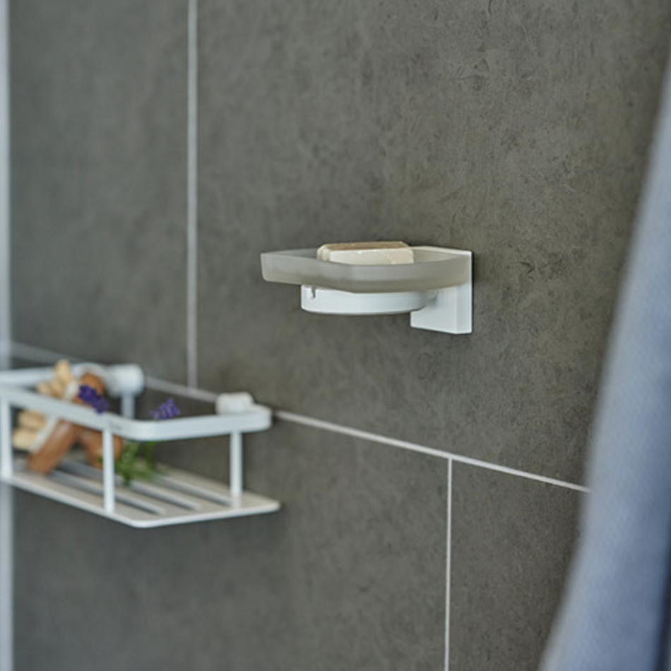 Smedbo House Brass Holder with Frosted Glass Soap Dish (Matt White)