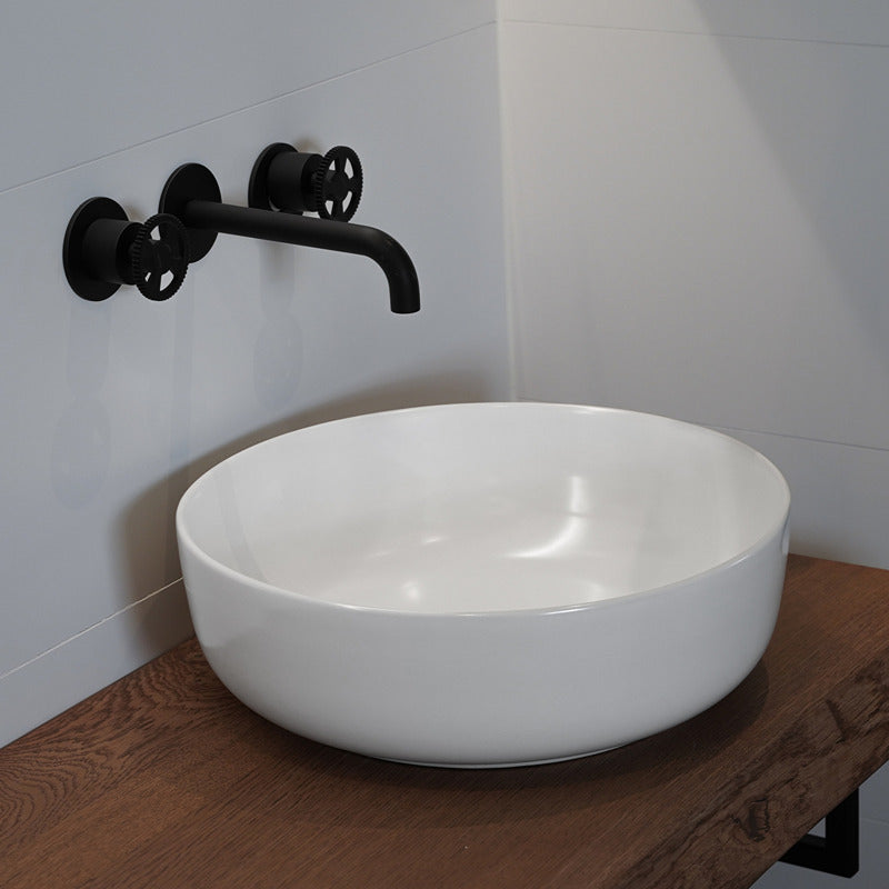 Loutro Lavabo Drossia Round Ceramic Basin (1 size, 2 colours) - Brand New Bathrooms