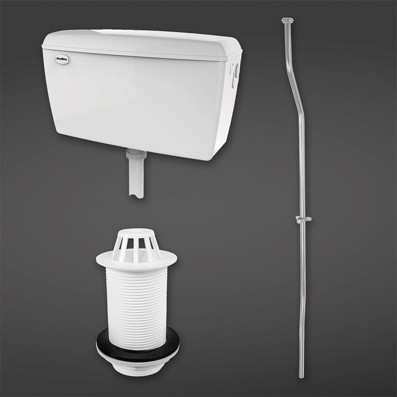 RAK Ceramics Exposed Urinal Auto Cistern With Sparge Pipe Sets Top Inlet Spreader & Urinal Waste For Urinal (1 size, 3 types, White) - Brand New Bathrooms