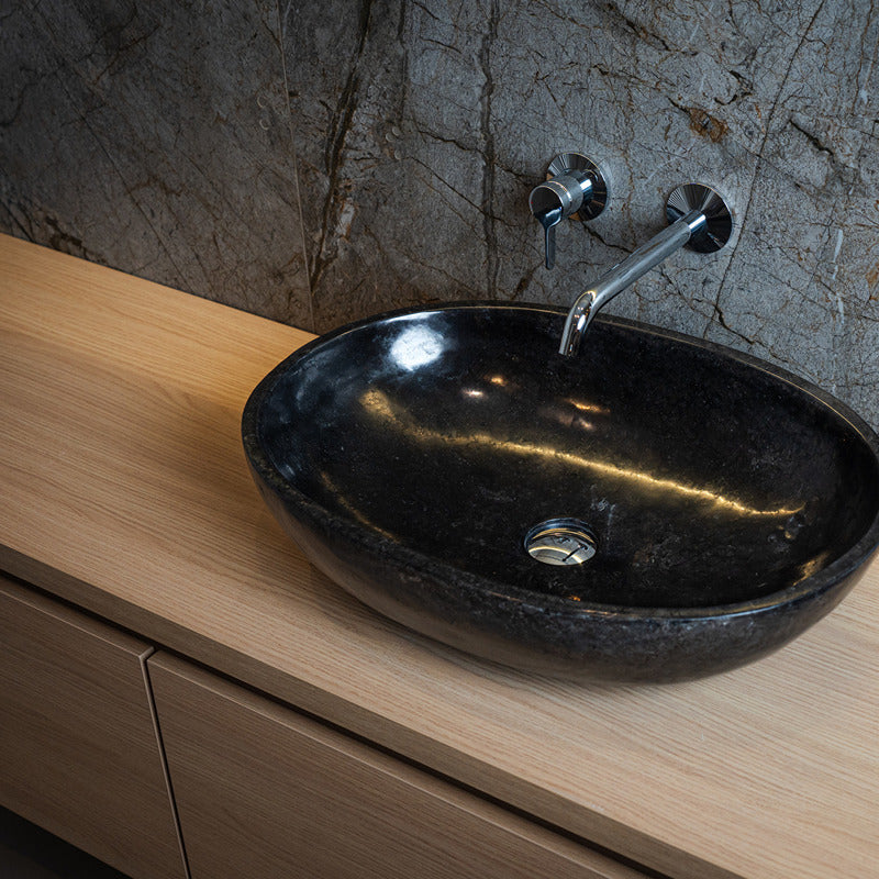 Loutro Lavabo Elleni-B Oval Marble Basin (1 size, Anthracite) - Brand New Bathrooms