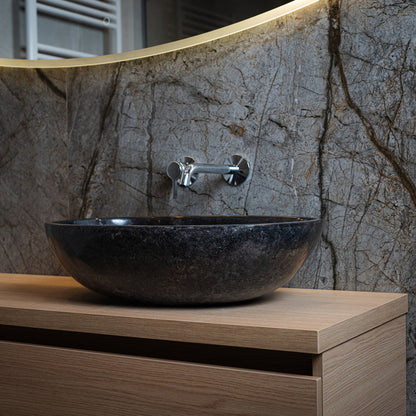 Loutro Lavabo Elleni-B Oval Marble Basin (1 size, Anthracite) - Brand New Bathrooms