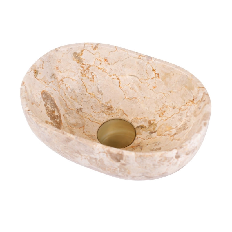 Loutro Lavabo Elleni-S Oval Marble Basin (1 size, Beige) - Brand New Bathrooms