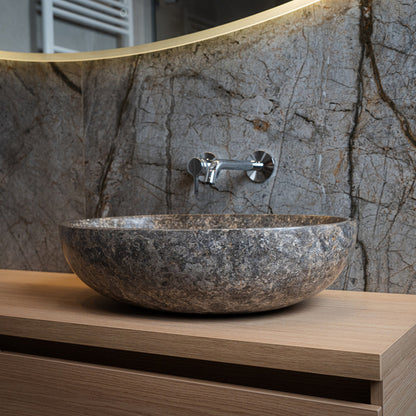 Loutro Lavabo Elleni-T Oval Marble Basin (1 size, Taupe) - Brand New Bathrooms
