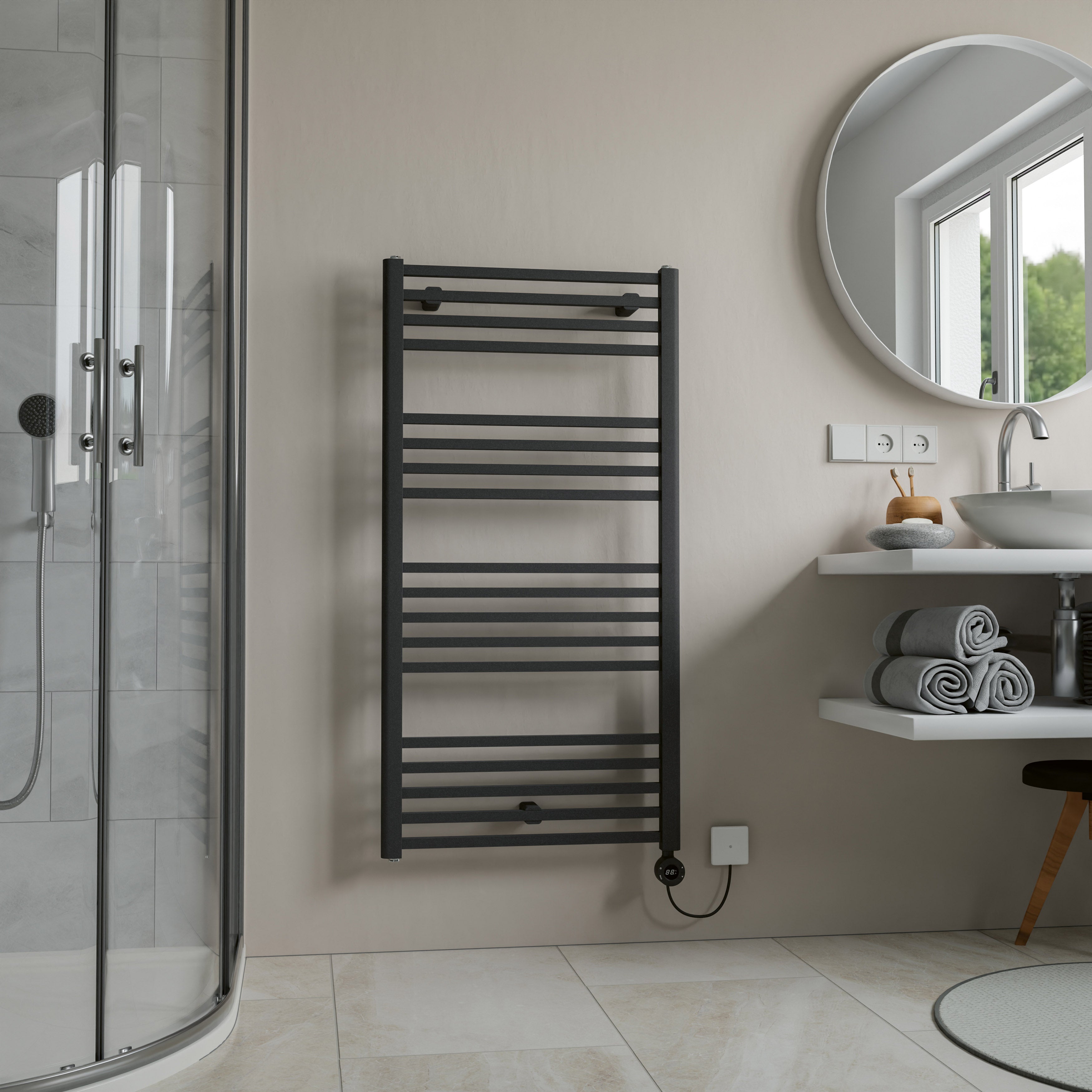 Eucotherm Eros Electric Towel Radiator with Smart Control (3 colours, 2 sizes) - Brand New Bathrooms