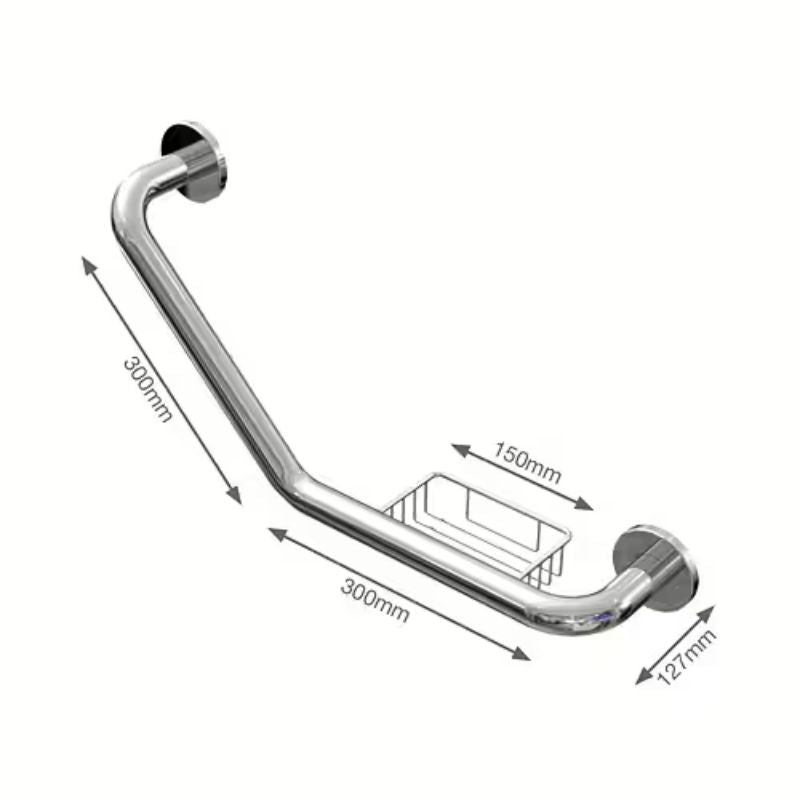 Euro Showers Polished Stainless Steel Grab Rail with Soap Dish (1 size) - Brandnew Bathroom