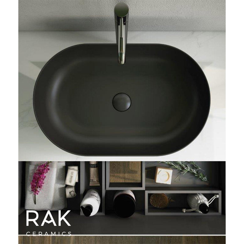 RAK Ceramics Feeling Oval 430mm Countertop Basin with No Tap Hole (1 size, 5 colours) - Brand New Bathrooms