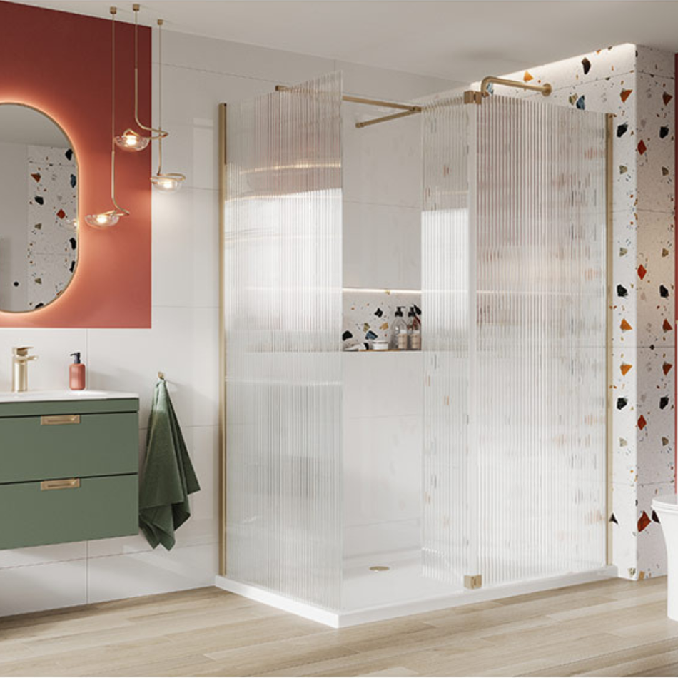 Scudo Forte Fluted Wetroom 2000mm Flipper Panel (1 size, Glass only)