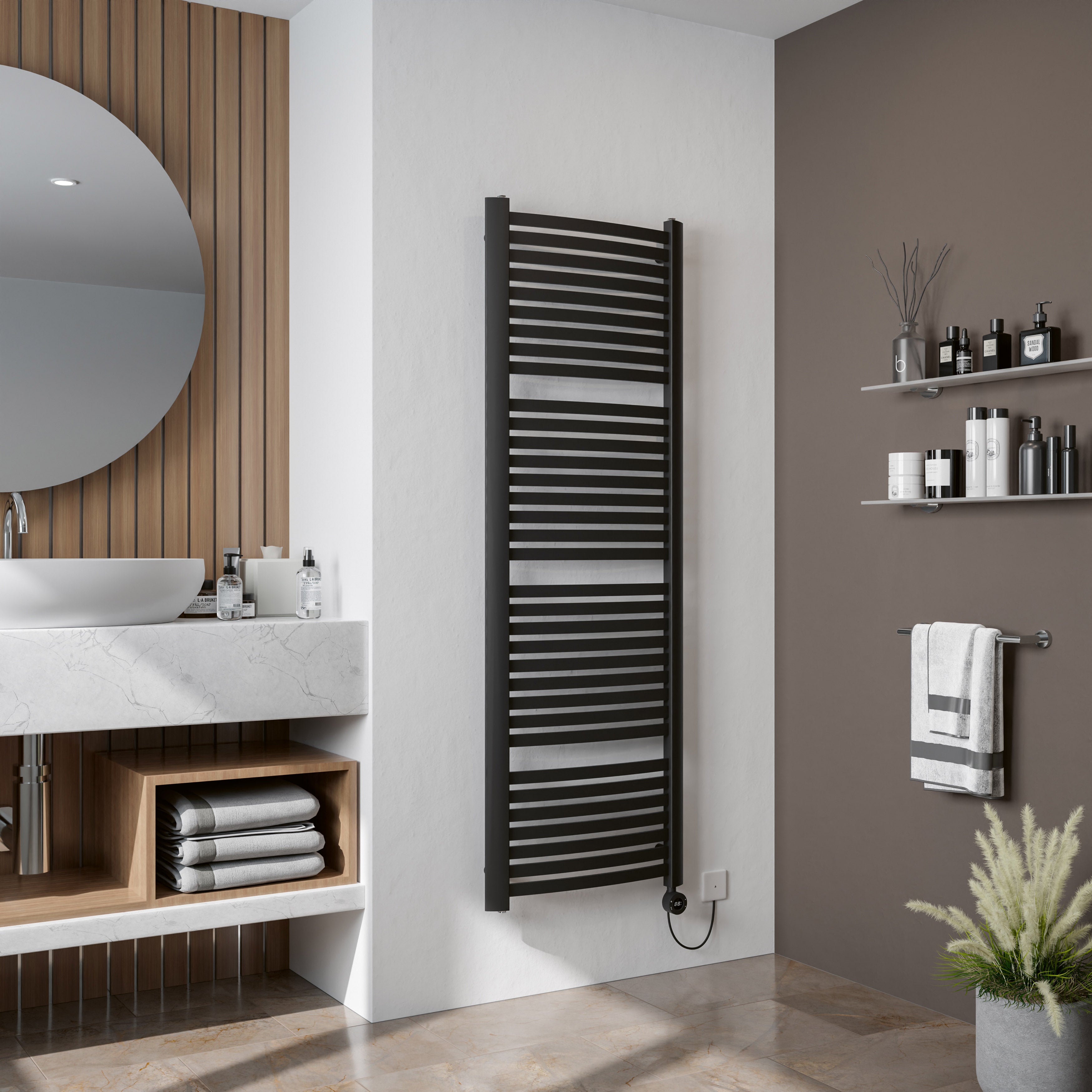 Eucotherm Fino Electro Electric Ladder Towel Radiator with Smart Control (3 colours, 2 sizes) - Brand New Bathrooms