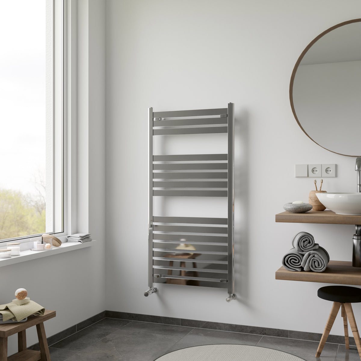 Eucotherm Flare Chrome Flat Panel Radiators (1 colour, 2 sizes) - Brand New Bathrooms