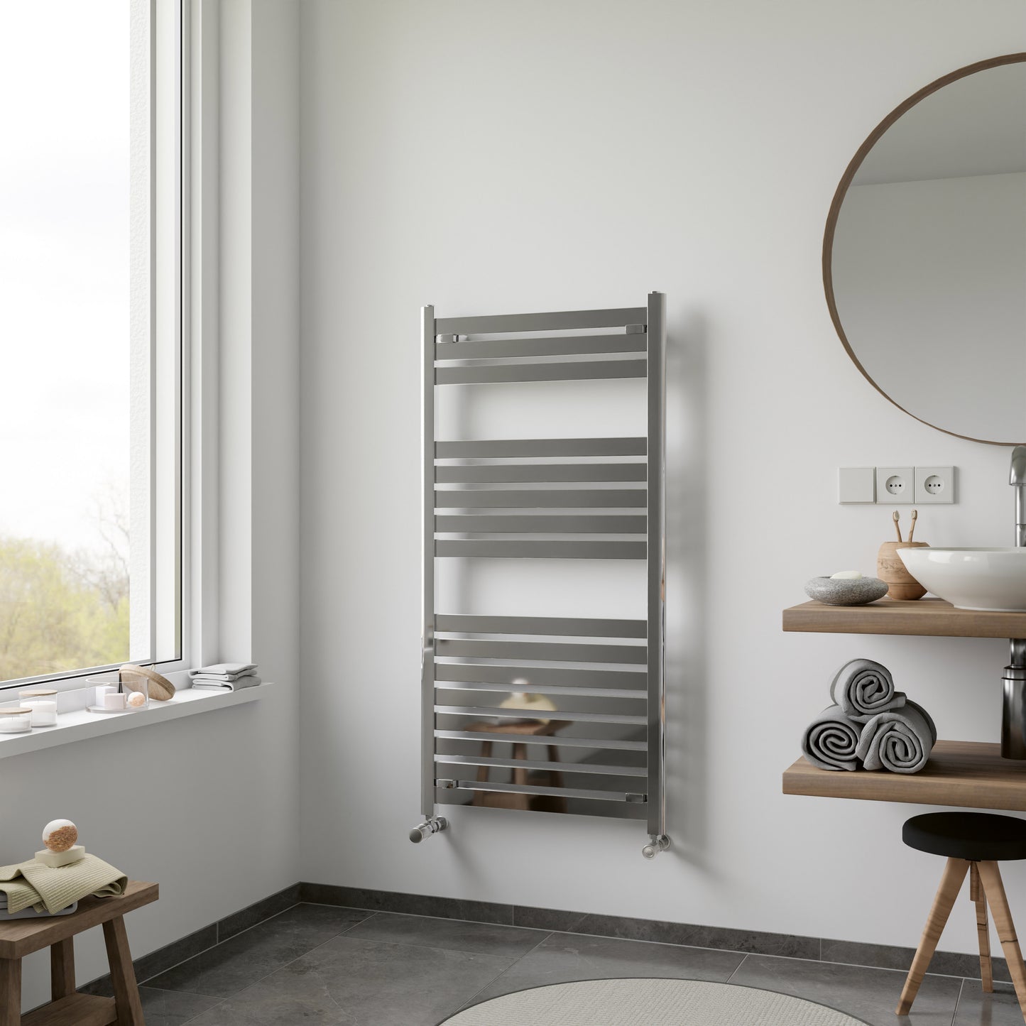 Eucotherm Flare Chrome Flat Panel Radiators (1 colour, 2 sizes) - Brand New Bathrooms