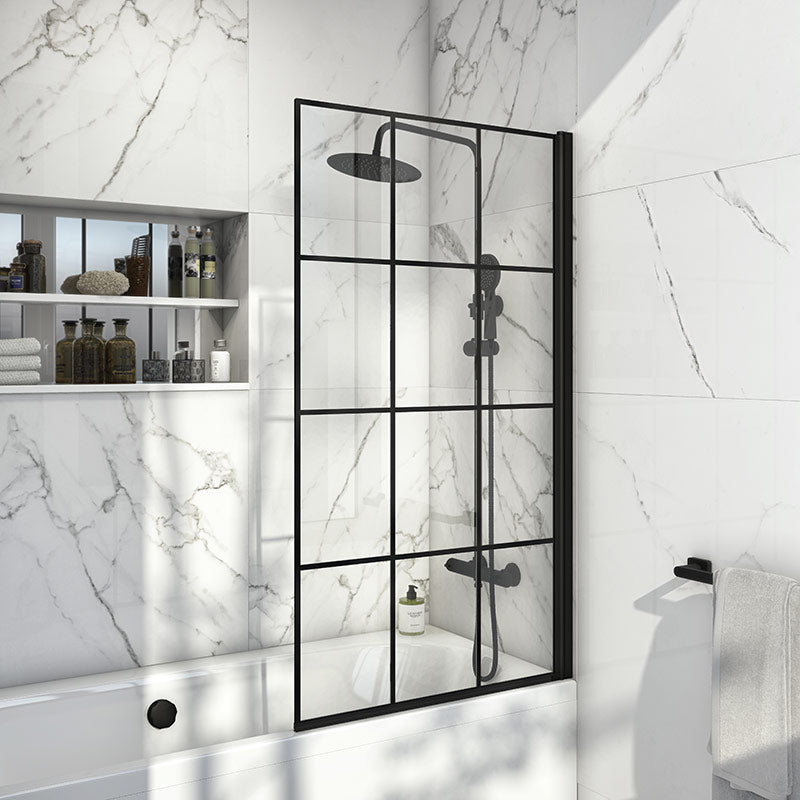 Scudo S6 Black Grid Glass Bath Screen (1 size) - Brand New Bathrooms