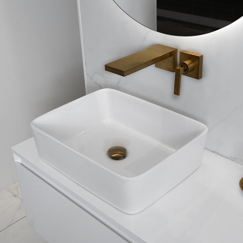 Loutro Lavabo Gio Rectangle Ceramic Basin (1 size, 2 colours) - Brand New Bathrooms