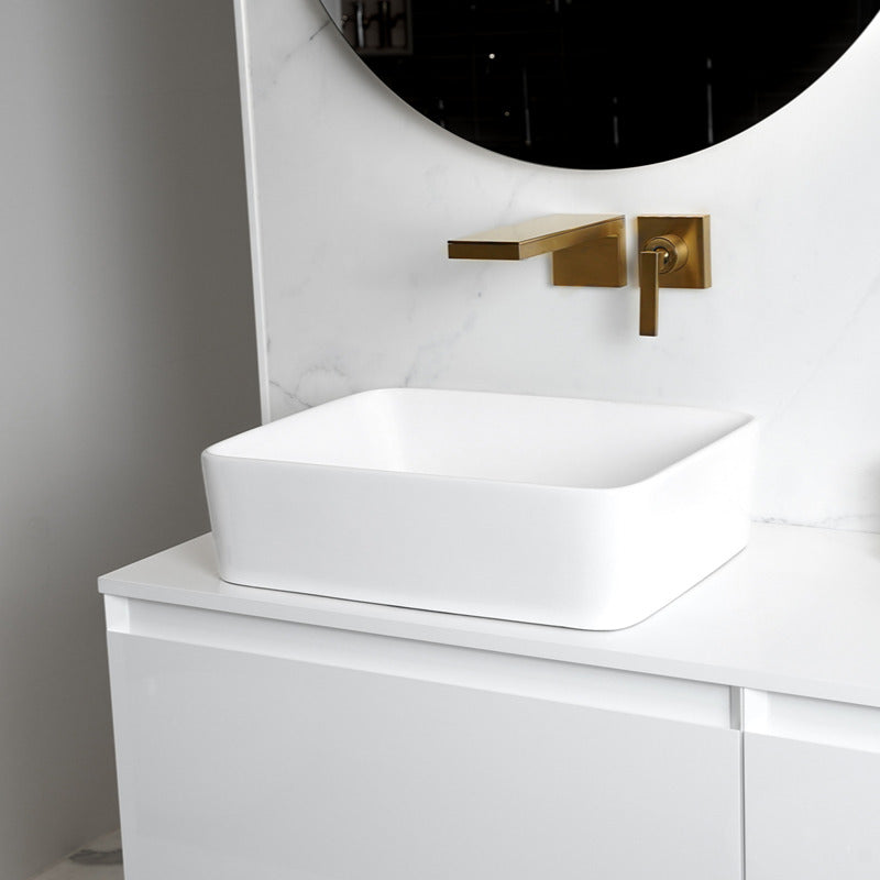 Loutro Lavabo Gio Rectangle Ceramic Basin (1 size, 2 colours) - Brand New Bathrooms