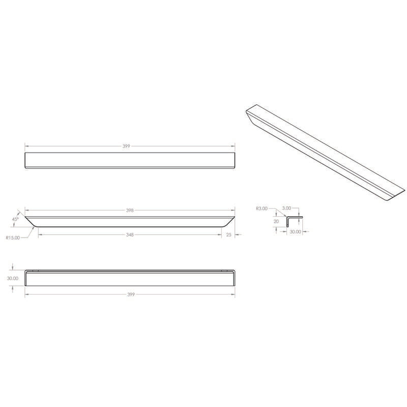 Scudo Flat 400mm Handle (3 colours) - Brand New Bathrooms