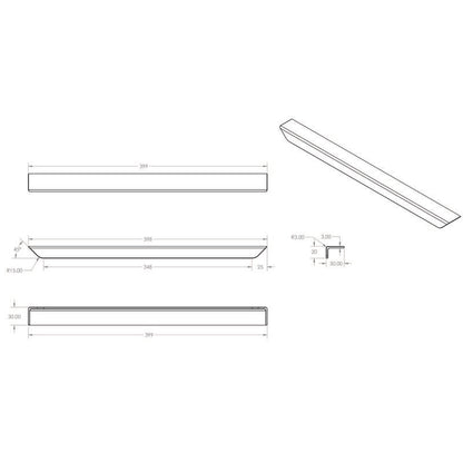 Scudo Flat 400mm Handle (3 colours) - Brand New Bathrooms