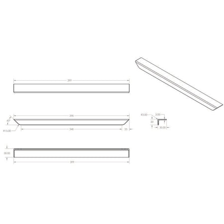 Scudo Flat 400mm Handle (3 colours) - Brand New Bathrooms