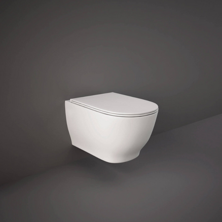 RAK Ceramics Moon Rimless Wall Hung WC Pan With Hidden Fixations (1 size, White) - Brand New Bathrooms