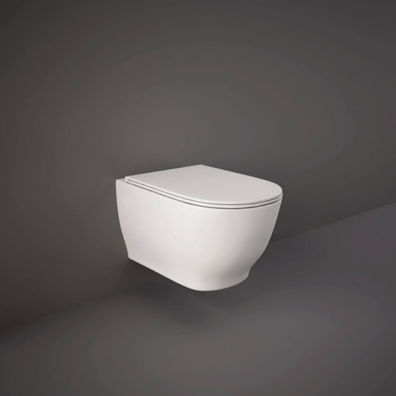 RAK Ceramics Moon Rimless Wall Hung WC Pan With Hidden Fixations (1 size, White) - Brand New Bathrooms