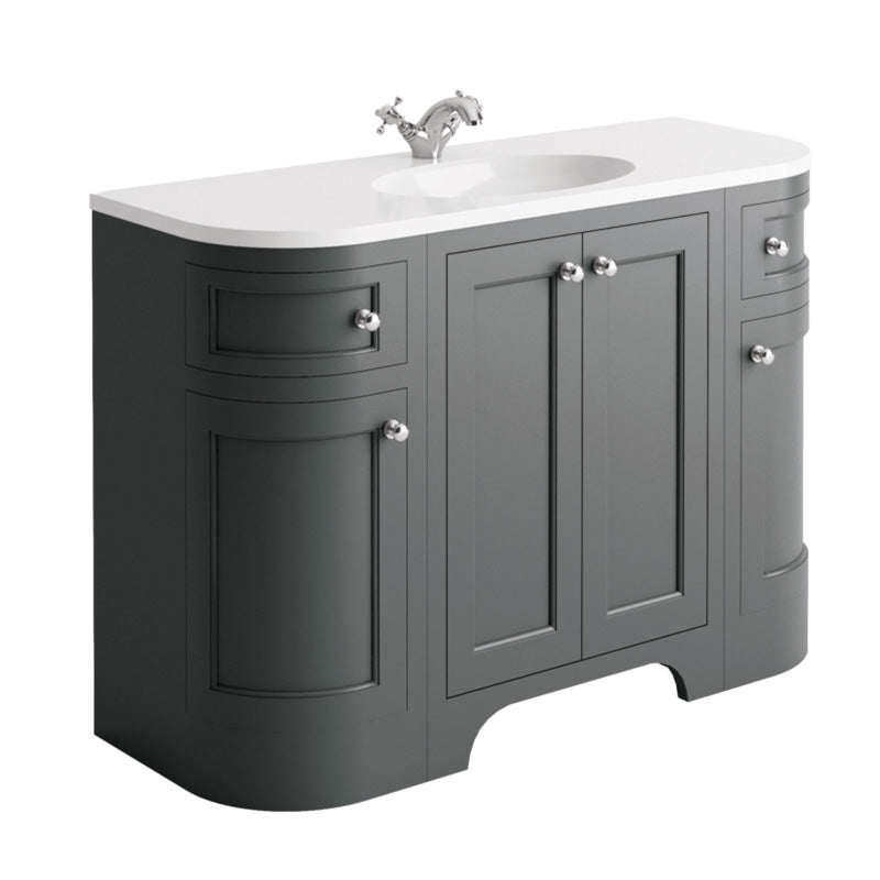 Scudo Harrogate Curved Side Basin Cabinet (1 size, 3 colours, 2 styles) SIDE CABINET ONLY