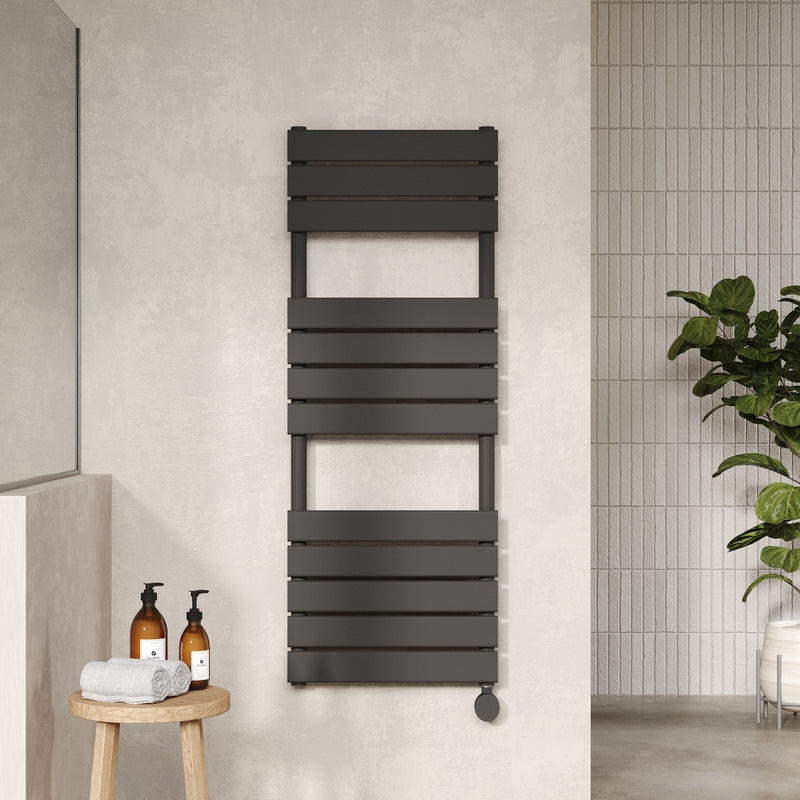 Hudson Reed Electric Square Flat Towel Rail with 8 Bars (2 sizes, Anthracite) - Brand New Bathrooms