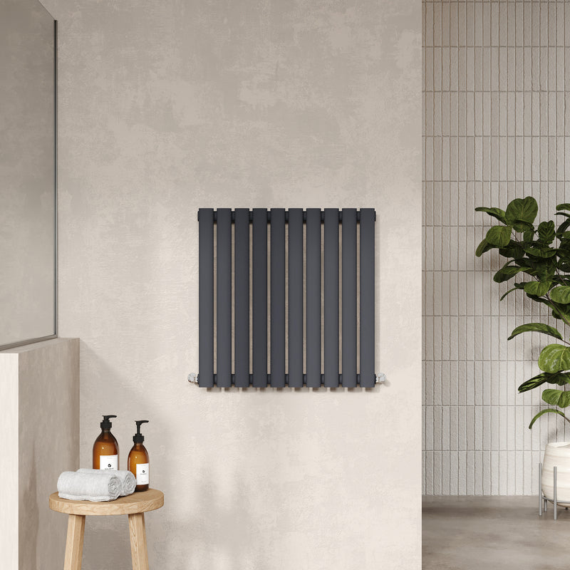 Nuie Revive Horizontal Single or Double Panel Radiator (2 styles, 1 size, Anthracite) - Brand New Bathrooms