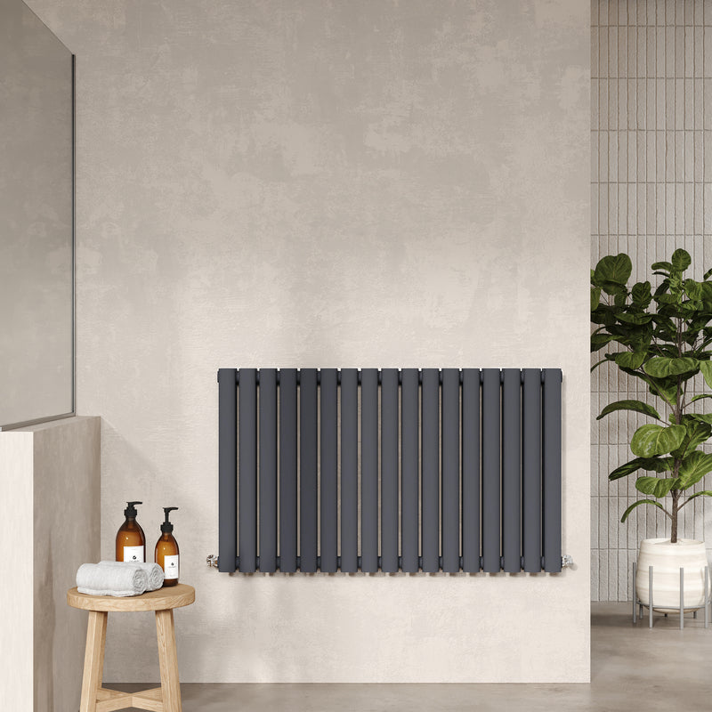 Nuie Revive Horizontal Single or Double Panel Radiator (2 styles, 1 size, Anthracite) - Brand New Bathrooms