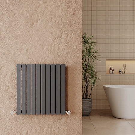 Nuie Sloane Horizontal Single or Double Panel Radiator (2 styles, 1 size, Anthracite) - Brand New Bathrooms