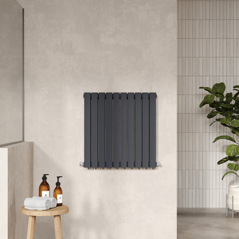 Nuie Sloane Horizontal Single or Double Panel Radiator (2 styles, 1 size, Anthracite) - Brand New Bathrooms
