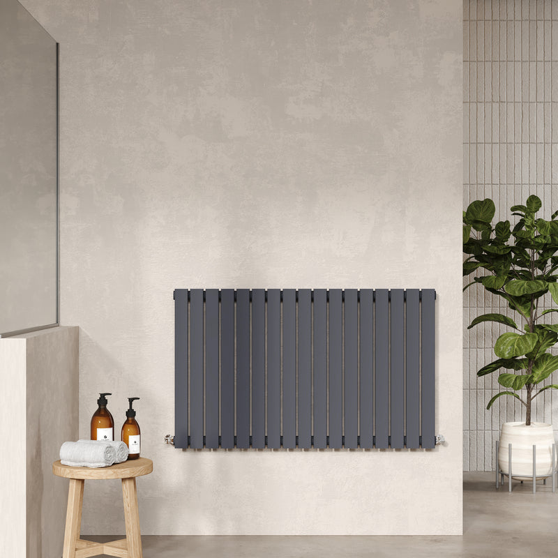 Nuie Sloane Horizontal Single or Double Panel Radiator (2 styles, 1 size, Anthracite) - Brand New Bathrooms