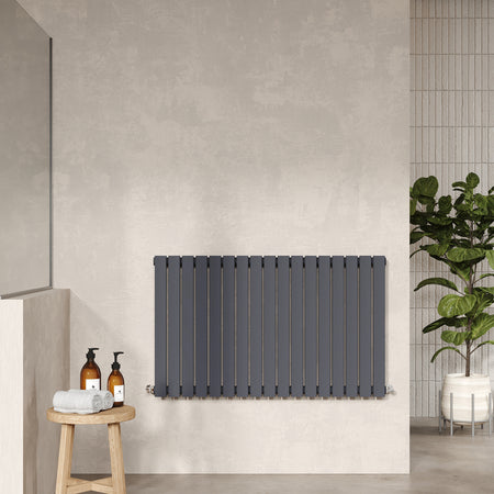 Nuie Sloane Horizontal Single or Double Panel Radiator (2 styles, 1 size, Anthracite) - Brand New Bathrooms