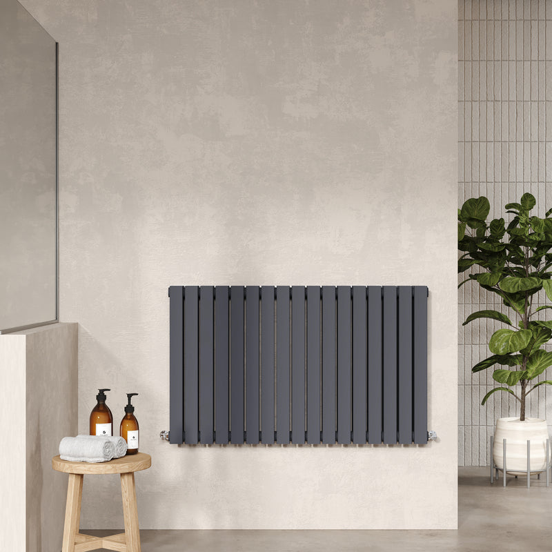 Nuie Sloane Horizontal Single or Double Panel Radiator (2 styles, 1 size, Anthracite) - Brand New Bathrooms