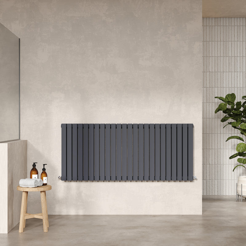 Nuie Sloane Horizontal Double Panel Radiator (2 sizes, Anthracite) - Brand New Bathrooms