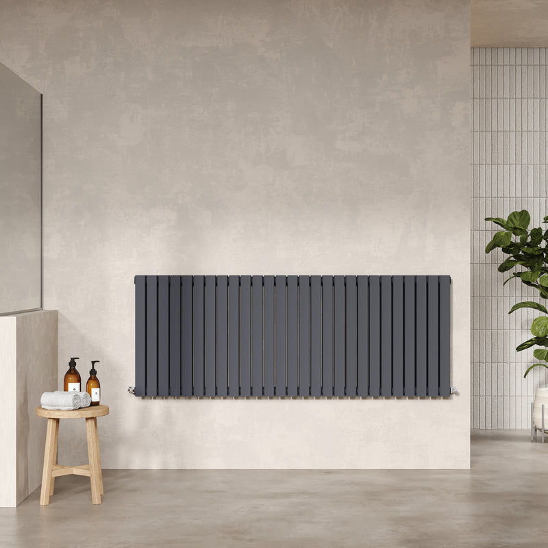 Nuie Sloane Horizontal Double Panel Radiator (2 sizes, Anthracite) - Brand New Bathrooms