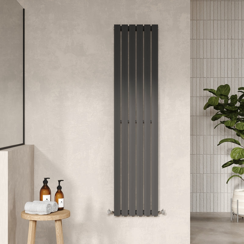 Nuie Sloane Vertical Single or Double Panel Radiator (2 styles, 1 size, Anthracite) - Brand New Bathrooms