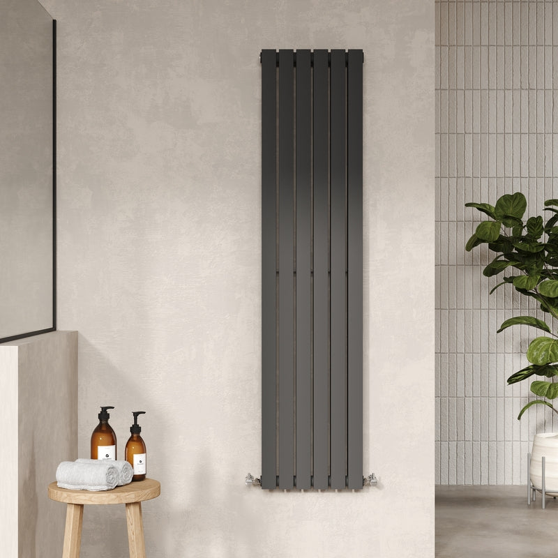 Nuie Sloane Vertical Single or Double Panel Radiator (2 styles, 1 size, Anthracite) - Brand New Bathrooms