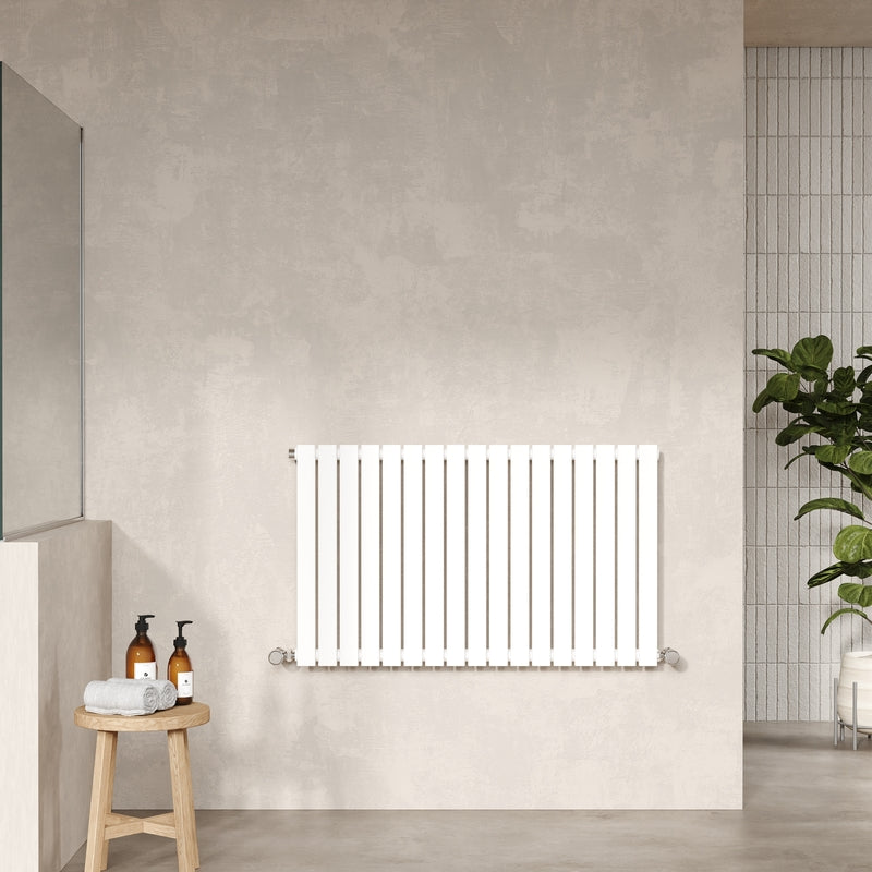 Nuie Horizontal Sloane Single or Double Panel Radiator (2 styles, 1 size, Satin White) - Brand New Bathrooms