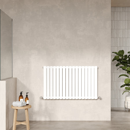 Nuie Horizontal Sloane Single or Double Panel Radiator (2 styles, 1 size, Satin White) - Brand New Bathrooms