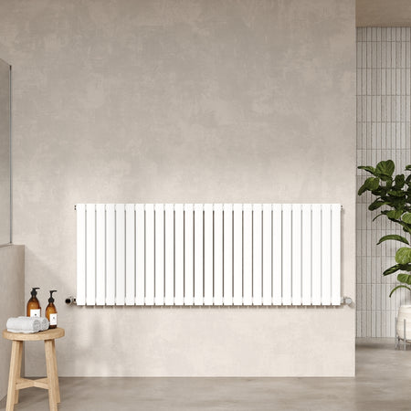 Nuie Sloane Horizontal Double Panel Radiator (2 sizes, Satin White) - Brand New Bathrooms