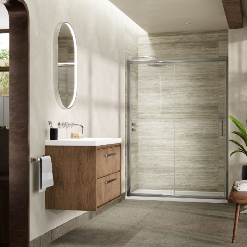 Hudson Reed Pacific 6mm Sliding Shower Door (4 sizes, 2 styles, Chrome)