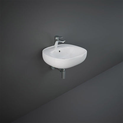 RAK Ceramics Illusion Wall Hung Basin with 1 Tap Hole (4 sizes, Alpine White) - Brand New Bathrooms