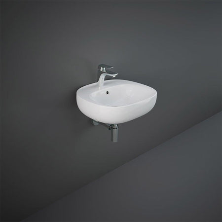 RAK Ceramics Illusion Wall Hung Basin with 1 Tap Hole (4 sizes, Alpine White) - Brand New Bathrooms