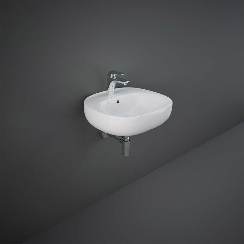 RAK Ceramics Illusion Wall Hung Basin with 1 Tap Hole (4 sizes, Alpine White) - Brand New Bathrooms