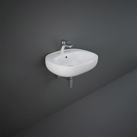 RAK Ceramics Illusion Wall Hung Basin with 1 Tap Hole (4 sizes, Alpine White) - Brand New Bathrooms