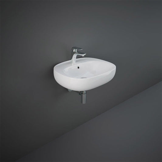 RAK Ceramics Illusion Wall Hung Basin with 1 Tap Hole (4 sizes, Alpine White) - Brand New Bathrooms