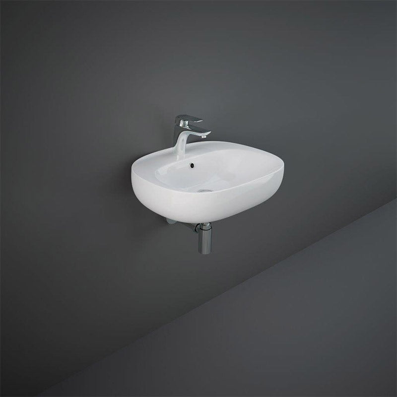 RAK Ceramics Illusion Wall Hung Basin with 1 Tap Hole (4 sizes, Alpine White) - Brand New Bathrooms